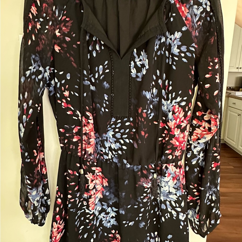 White House Black Market Black Dress with Floral Accents